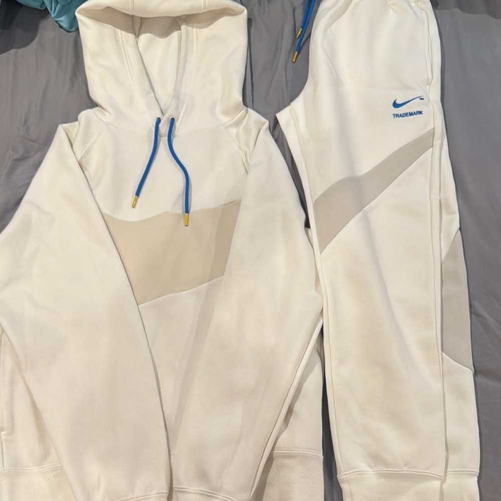 Nike White Tracksuit with Blue Accents